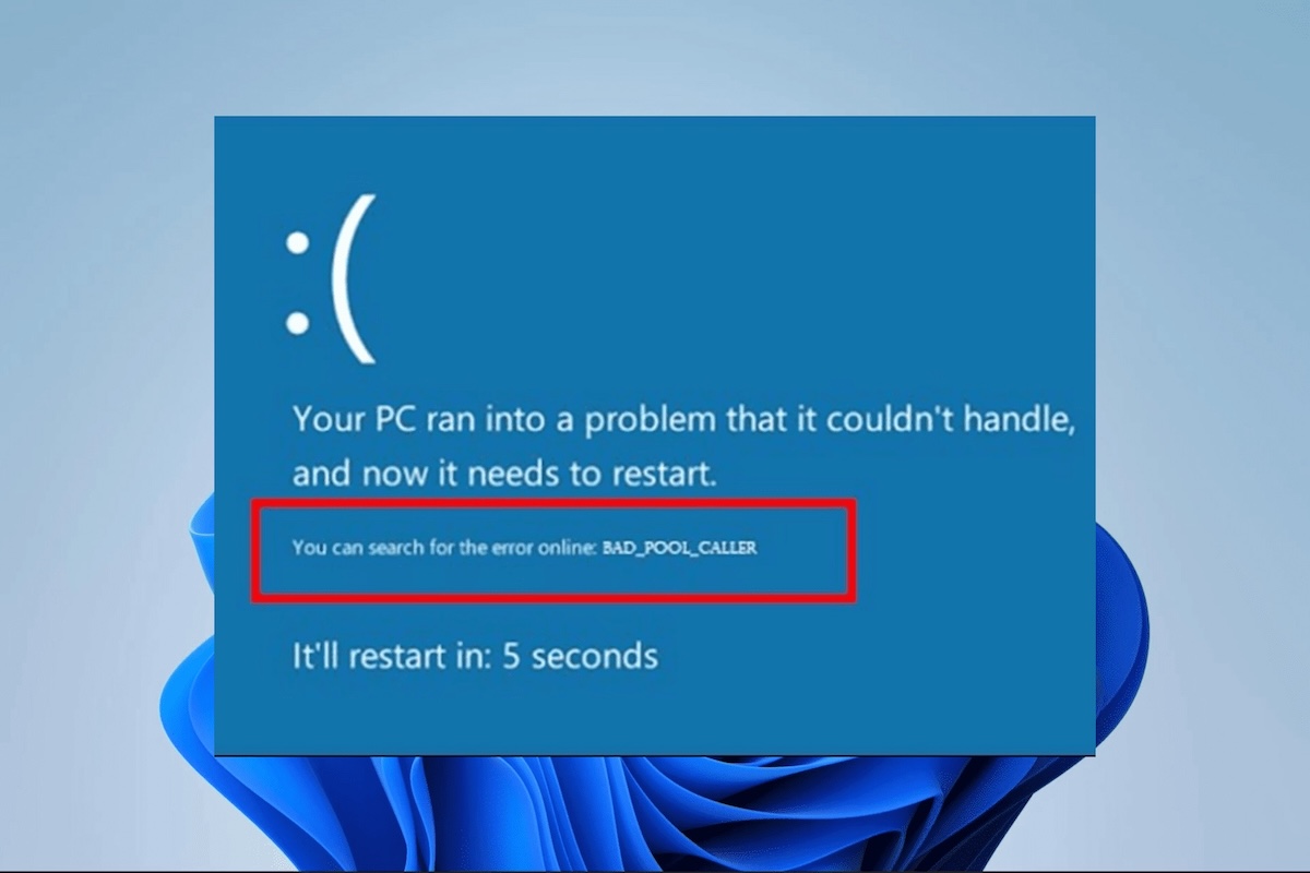 BAD POOL CALLER Windows 11 BSOD