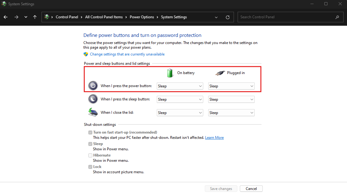 Change What Power Button Does in Windows 11