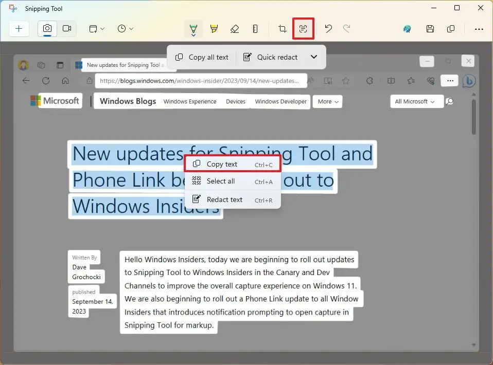 How to Copy Text from Images Using Snipping Tool on Windows 11