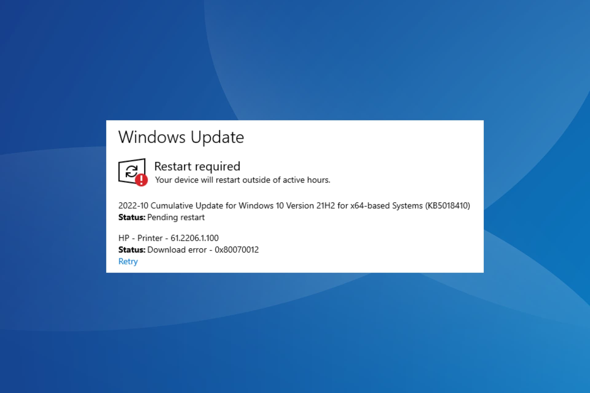 Windows Update 0x80070012