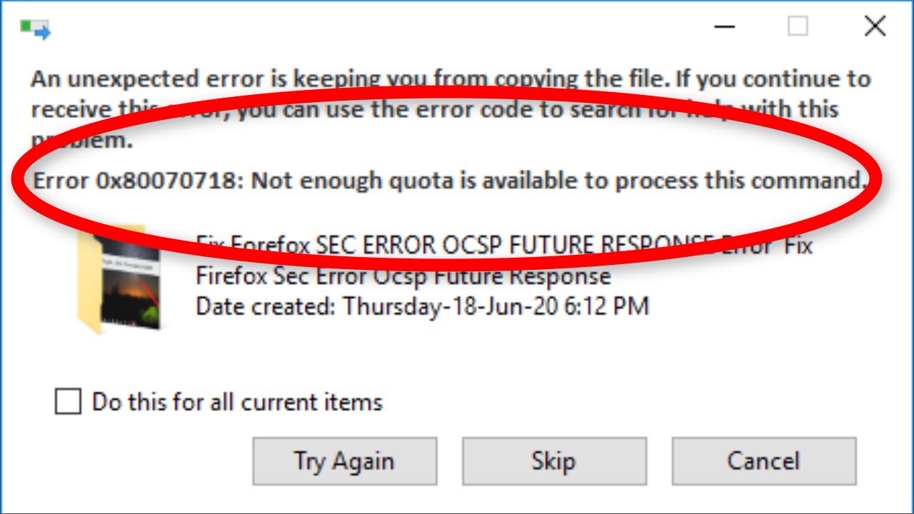 error 0x80070718 1