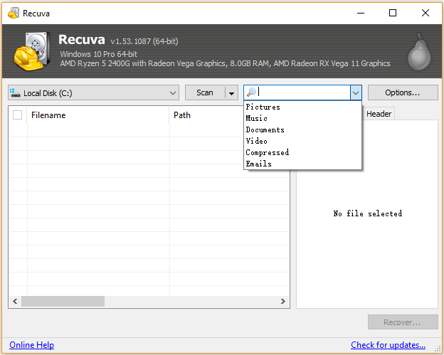 Resolve Recuva Unable to Determine File System Type (Error)