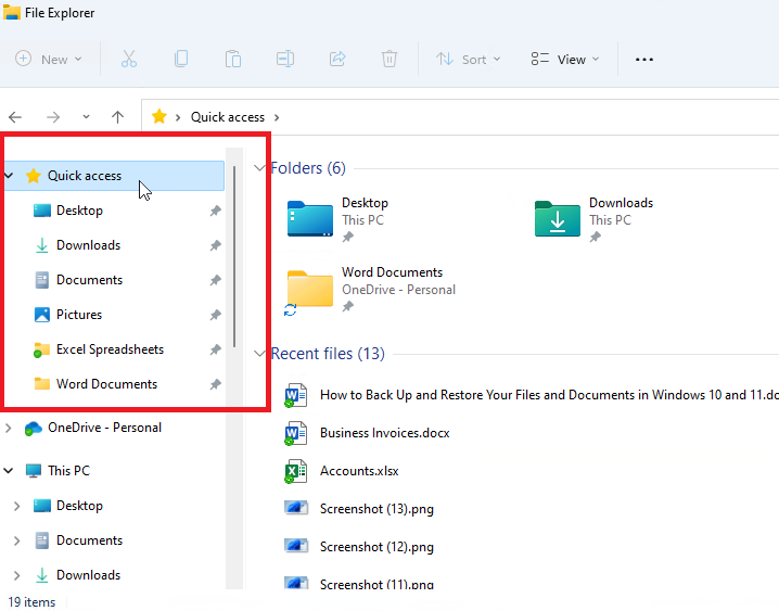 Restore Missing Quick Access in Windows 11 File Explorer